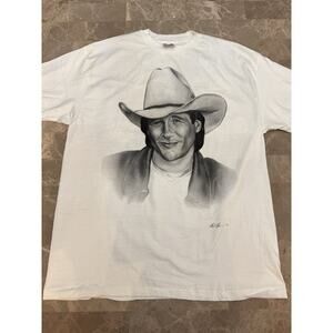Vintage Clint Black Portrait Sketch Shirt Single Stitch Made In USA Country XL